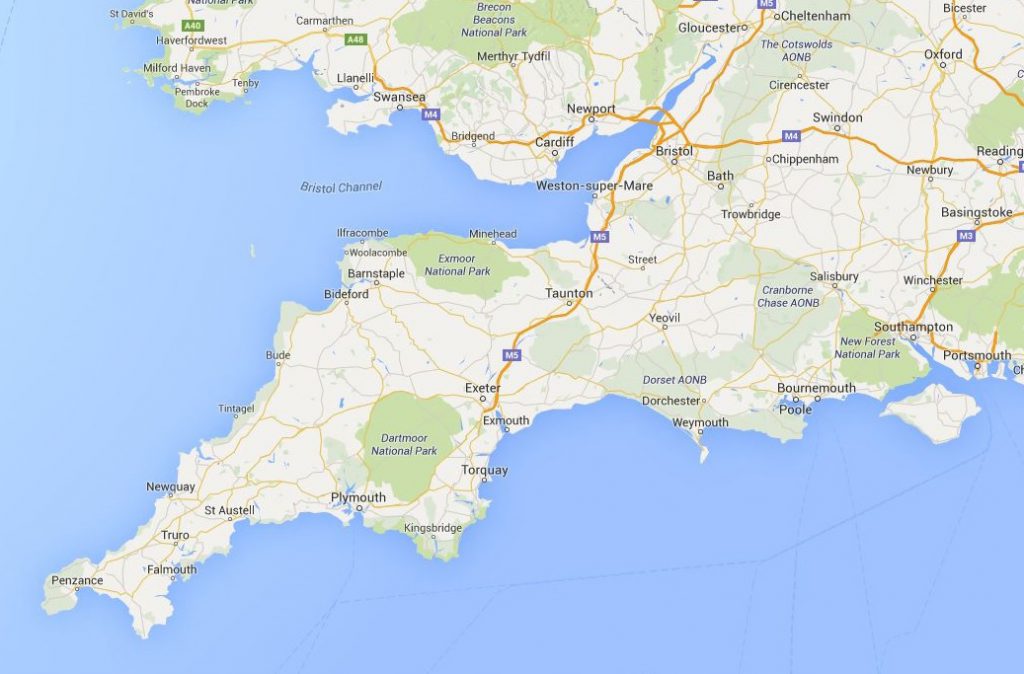 Southwest England and Wales, centred on the Severn Estuary