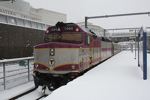 Train during snow storm in Boston, Massachusetts (Photo credit: Derek Yu) 
